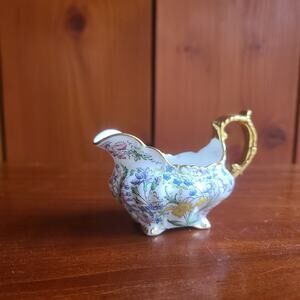 Hammersley England Bone China Creamer 4231 Full Gold Handle Chinz Dresden Footed